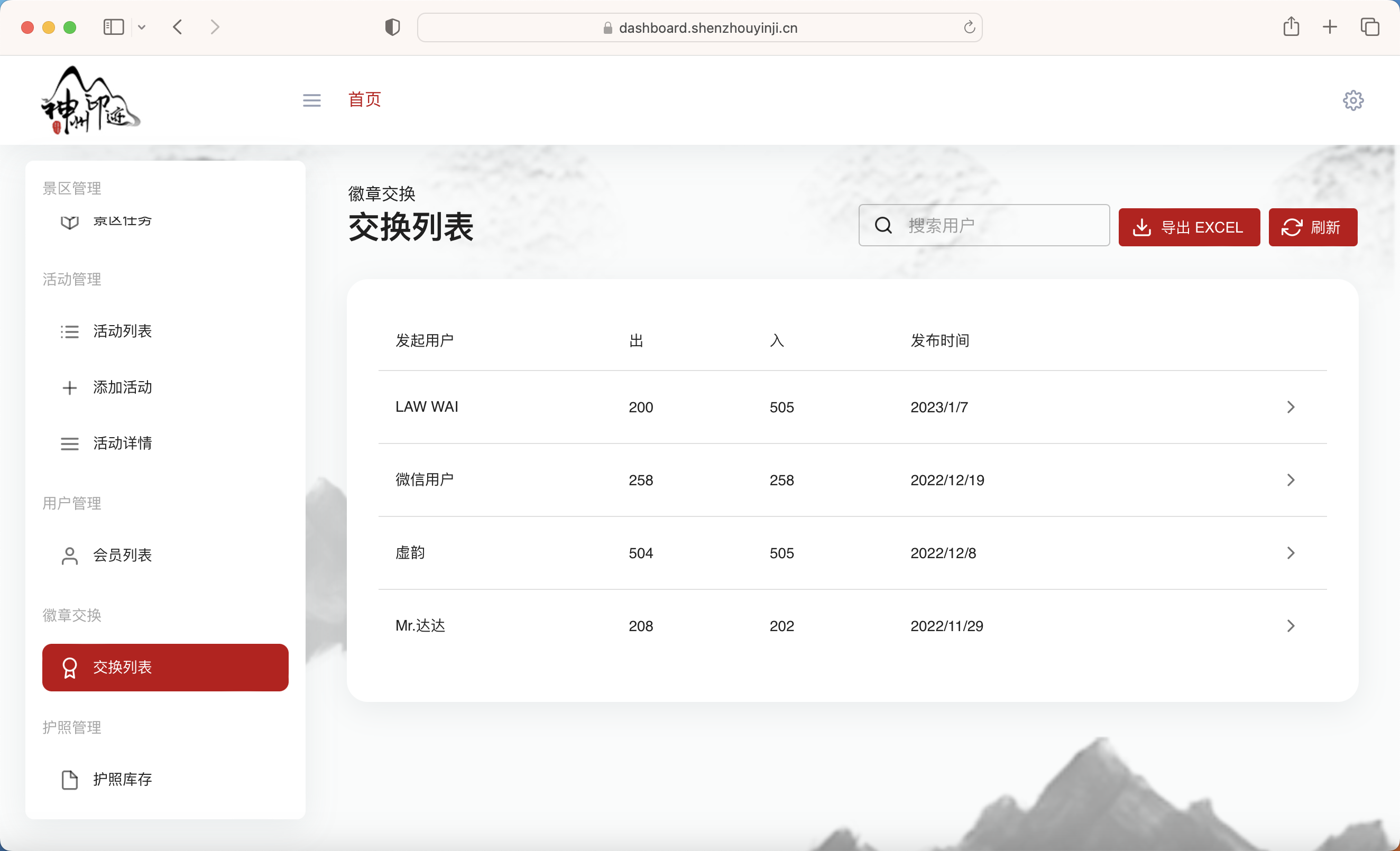 徽章交换管理面板