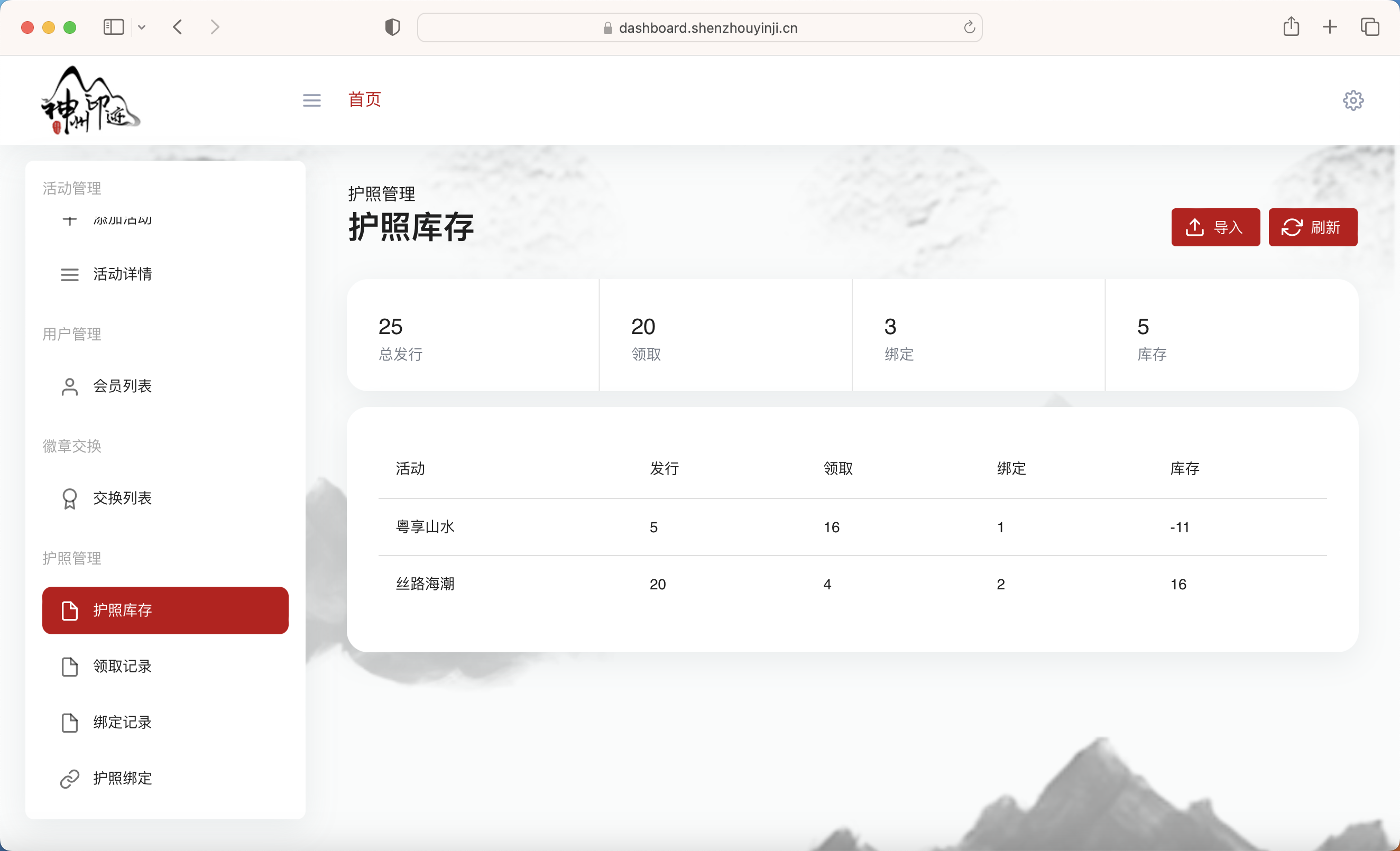 景区分类管理面板